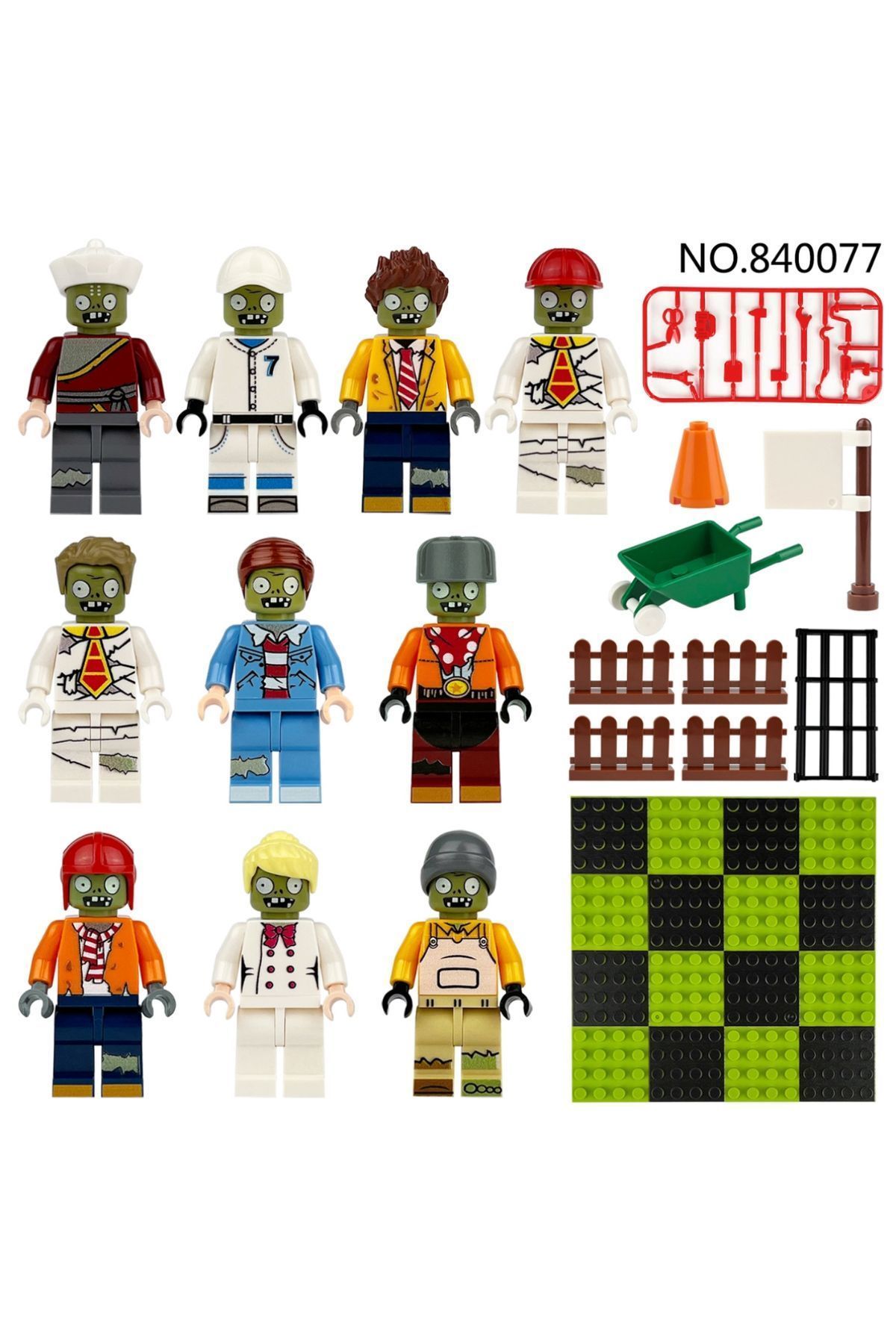 Yapı taşları 10 mini figürlü  Peysaj işleri plaka lı set görsel gibi