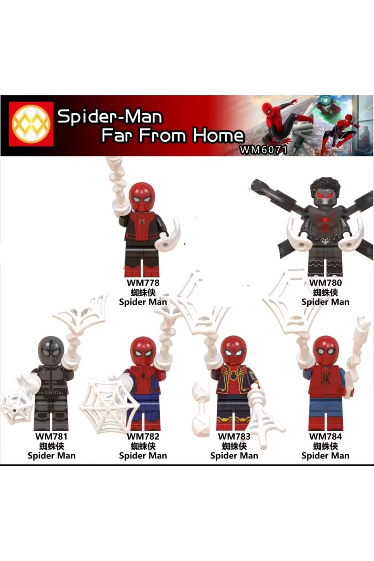 6 adet yapı taşları mini figür spider-man set