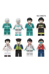 8 adet yapı taşları uyumlu doktor hastane seti mini figür