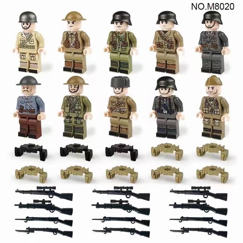 10 adet Lego uyumlu 2. Dünya savaşı askerleri