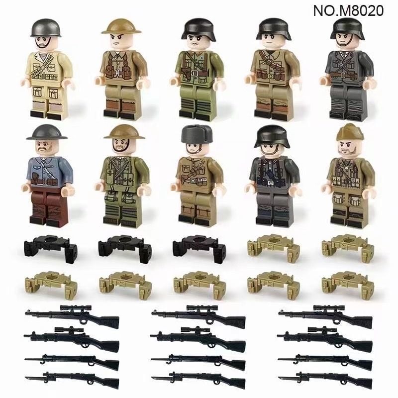10 adet Lego uyumlu 2. Dünya savaşı askerleri