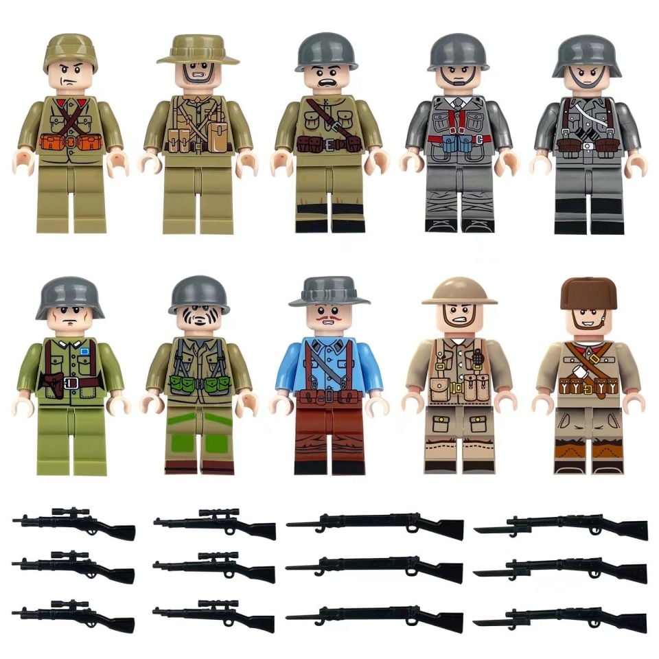 10 adet Lego uyumlu 2. Dünya savaşı askerleri