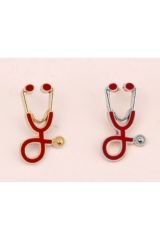2 li broş doktor , Hemşire broş takısı yaka iğnesi kırmızı steteskop