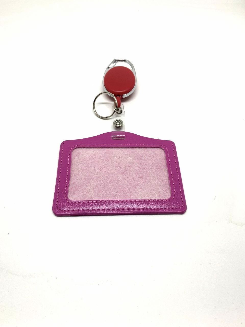 Yoyolu Çekilebilir Yaka Kartı Tutucu Ve Kartlık (pembe kart kırmızı yoyolu)