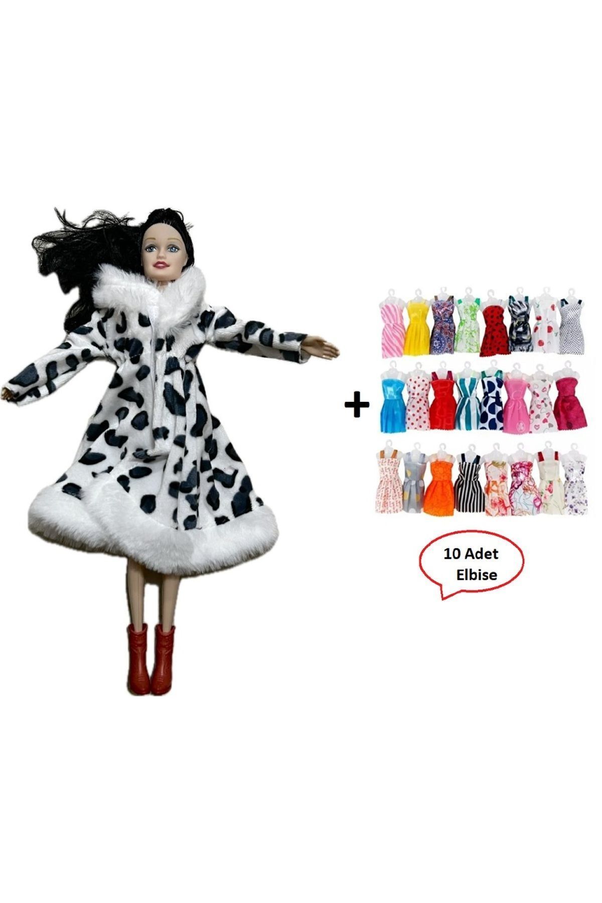 Oyuncak Bebek 30 cm Kkürklü ve Rrasgele 10 Elbise Barbie Frozen Uyumludur Görsel Gibidir