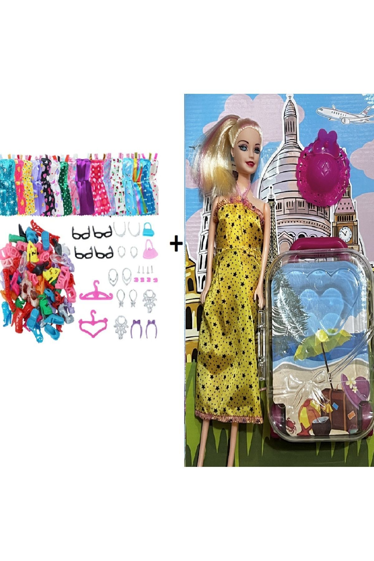 46 Parça Oyuncak Bebek ve Aksesuarları Barbie Frozen Uyumludur görsel gibidir