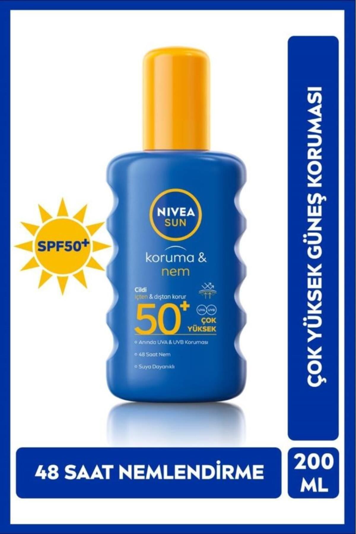 Güneş Koruyucu Ve Nemlendirici Vücut Sprey 200ml, Spf50, Suya Dayanıklı, Uva/uvb Koruması
