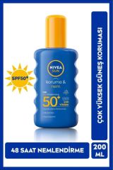 Güneş Koruyucu Ve Nemlendirici Vücut Sprey 200ml, Spf50, Suya Dayanıklı, Uva/uvb Koruması